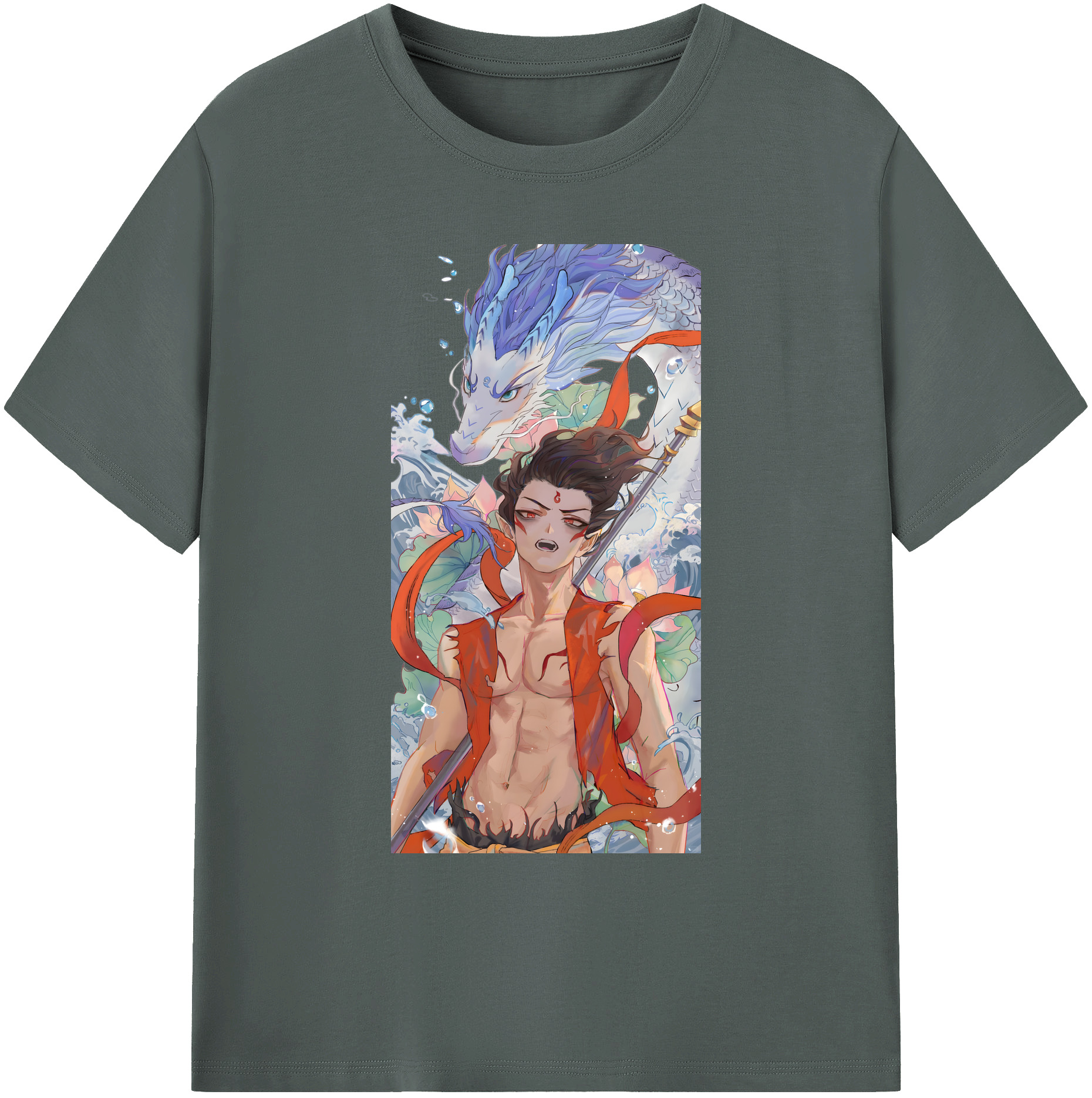 （画像用） Ne Zha 2 ナタ 魔童の大暴れ 綿100％ メンズ半袖Tシャツ｜肌触りやわらか＆通気性